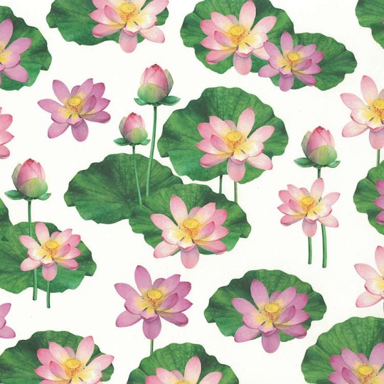 Lotus and Lily Pad Floral Print Italian Paper ~ Tassotti